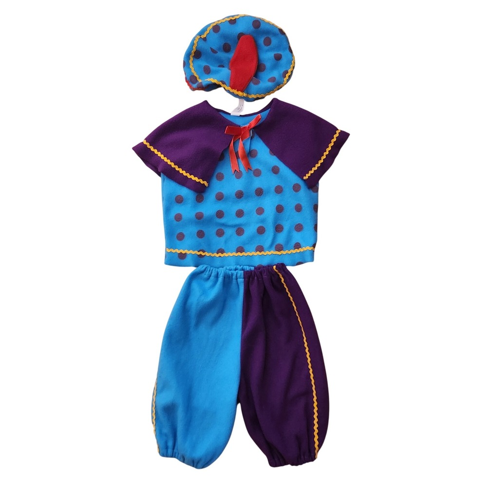 HEMA Kids Clown Costume Set Blue Purple Polka Dot Circus 3 Piece Set Size 2-3